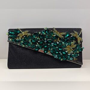 Avadora Mimouni, Black and Green Embellished Clutch